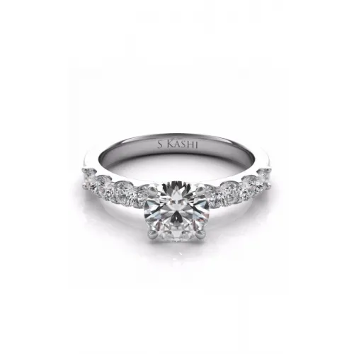 S Kashi & Sons Side Stone Engagement Ring EN7164WG
