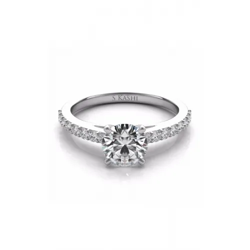 S Kashi & Sons Side Stone Engagement Ring EN7344WG