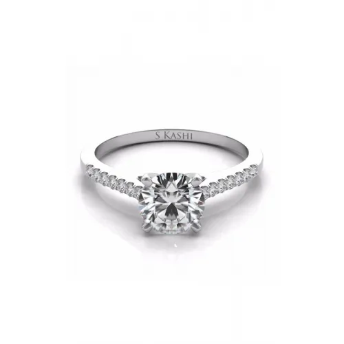 S Kashi & Sons Side Stone Engagement Ring EN7488WG