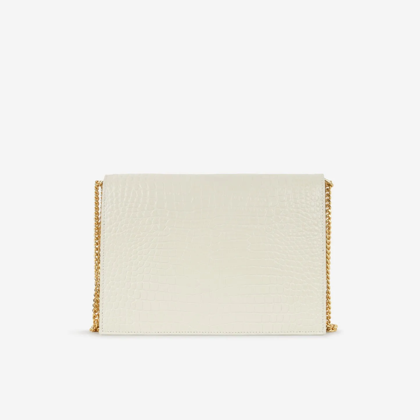 Saint Laurent - Cassandra Medium Chain Bag - Off White Crocodile Embossed GHW - Pre-Loved