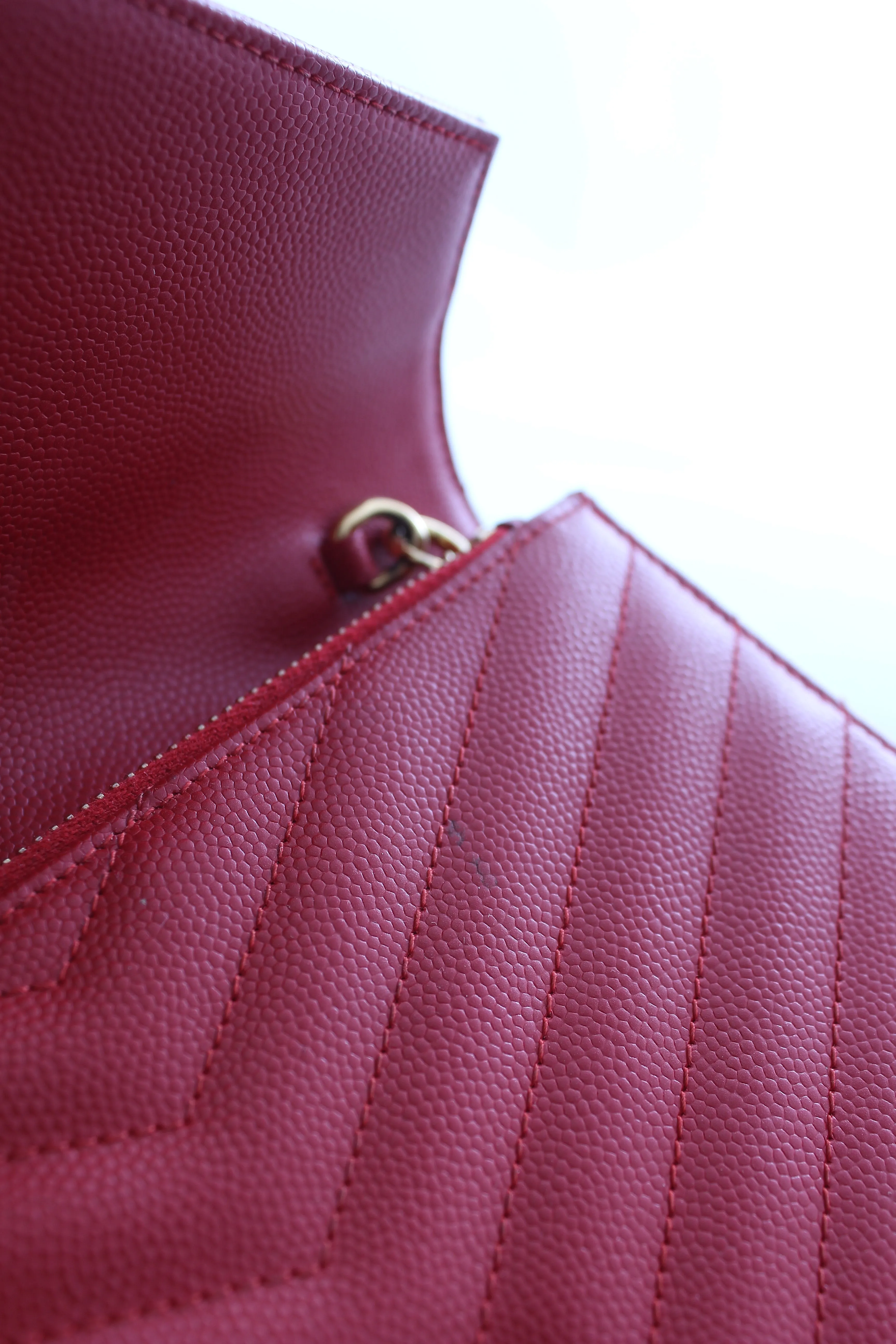 Saint Laurent Cassandre Matelass?? Grain De Poudre Leather Chain Wallet Bag