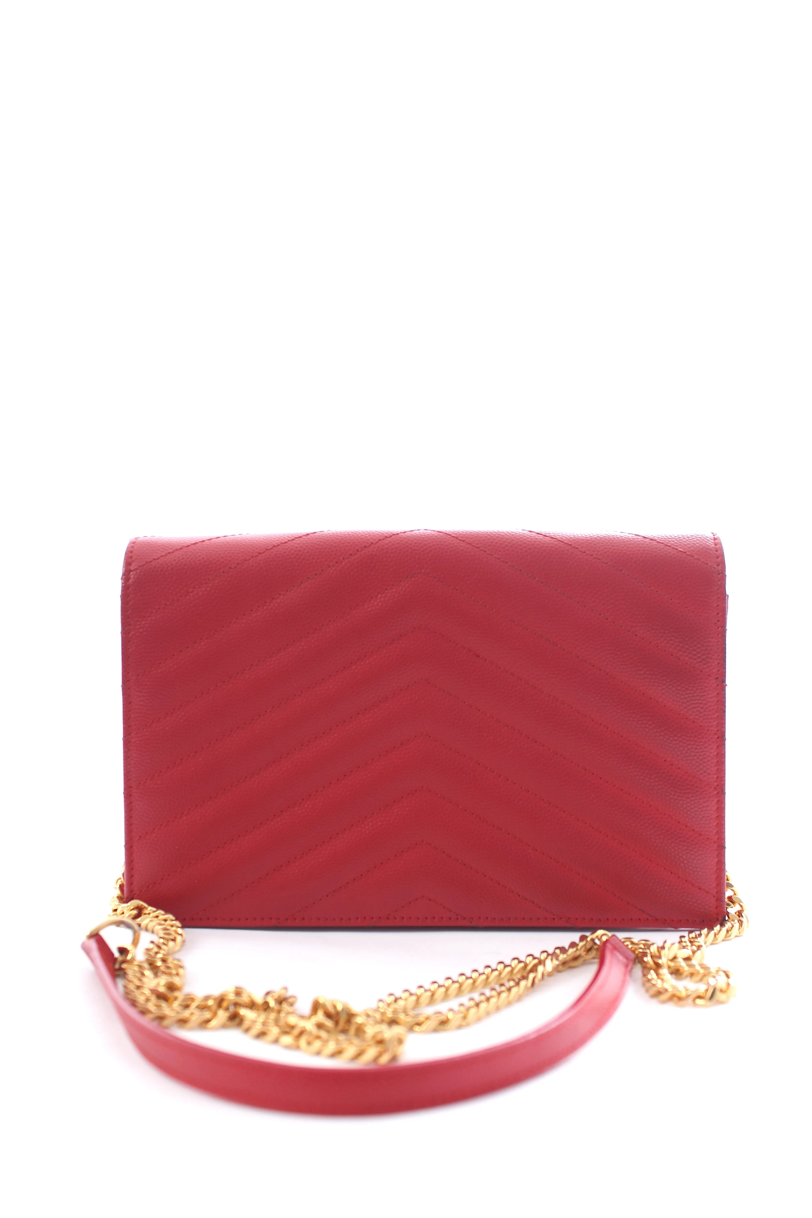 Saint Laurent Cassandre Matelass?? Grain De Poudre Leather Chain Wallet Bag