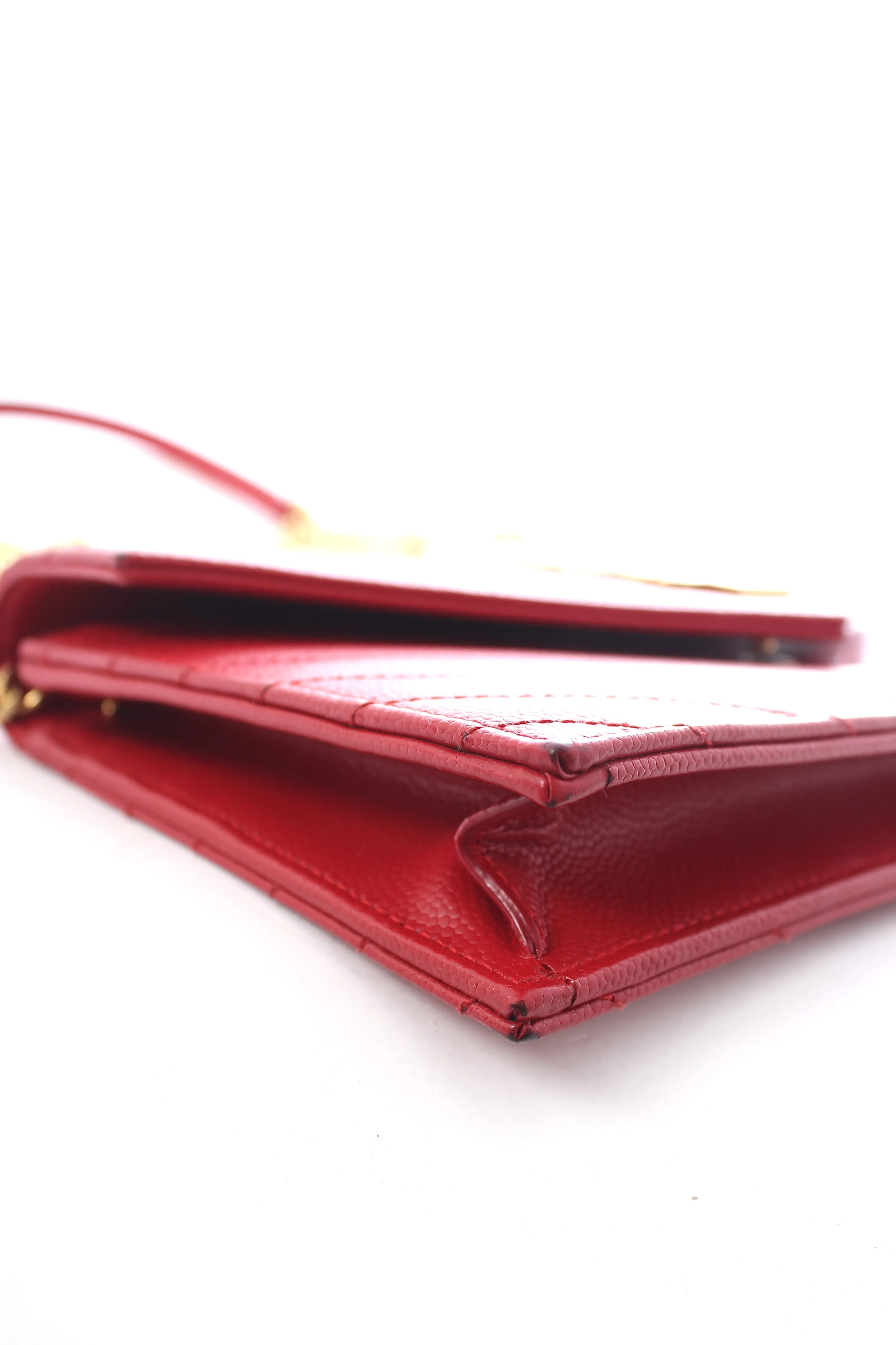 Saint Laurent Cassandre Matelass?? Grain De Poudre Leather Chain Wallet Bag