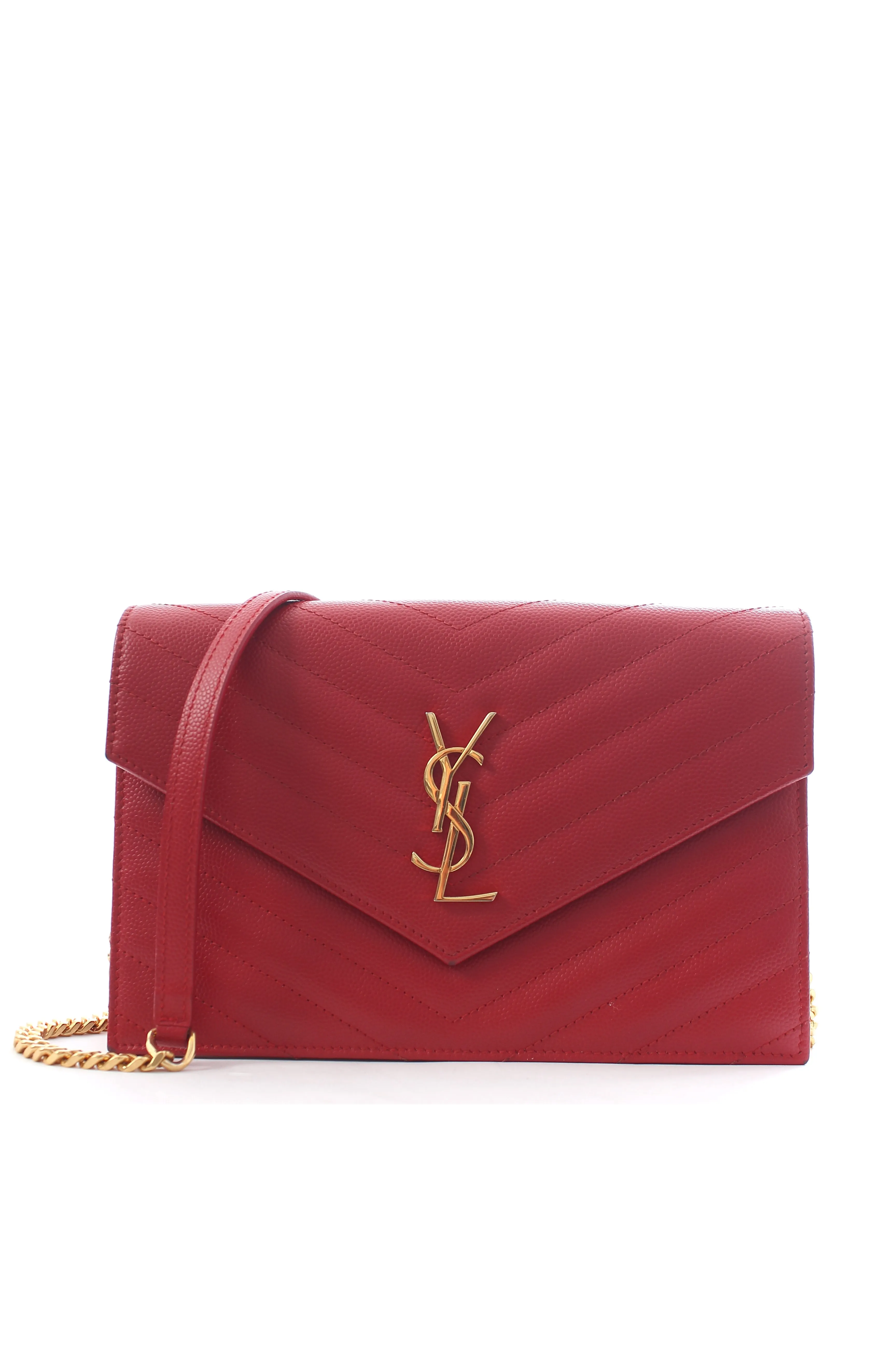 Saint Laurent Cassandre Matelass?? Grain De Poudre Leather Chain Wallet Bag