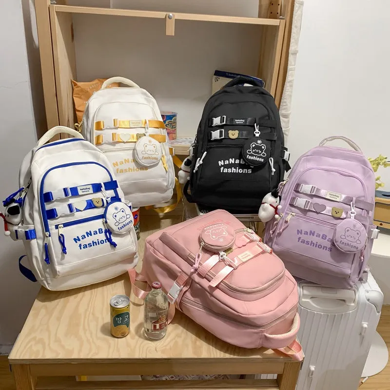 School bag backpack contrast color large capacity backpack 
