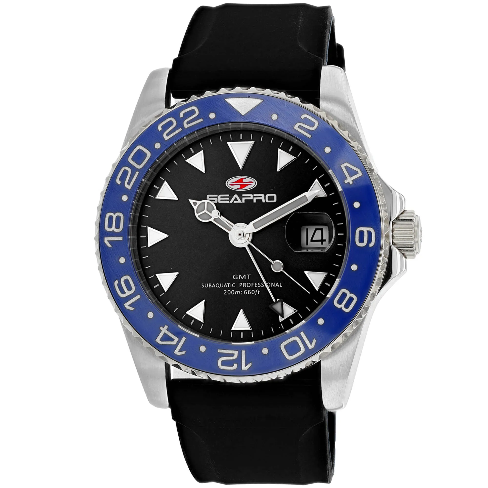 Seapro Men's Watch - Agent Quartz Silver Tone Case Black Dial Rubber Strap | SP0122 