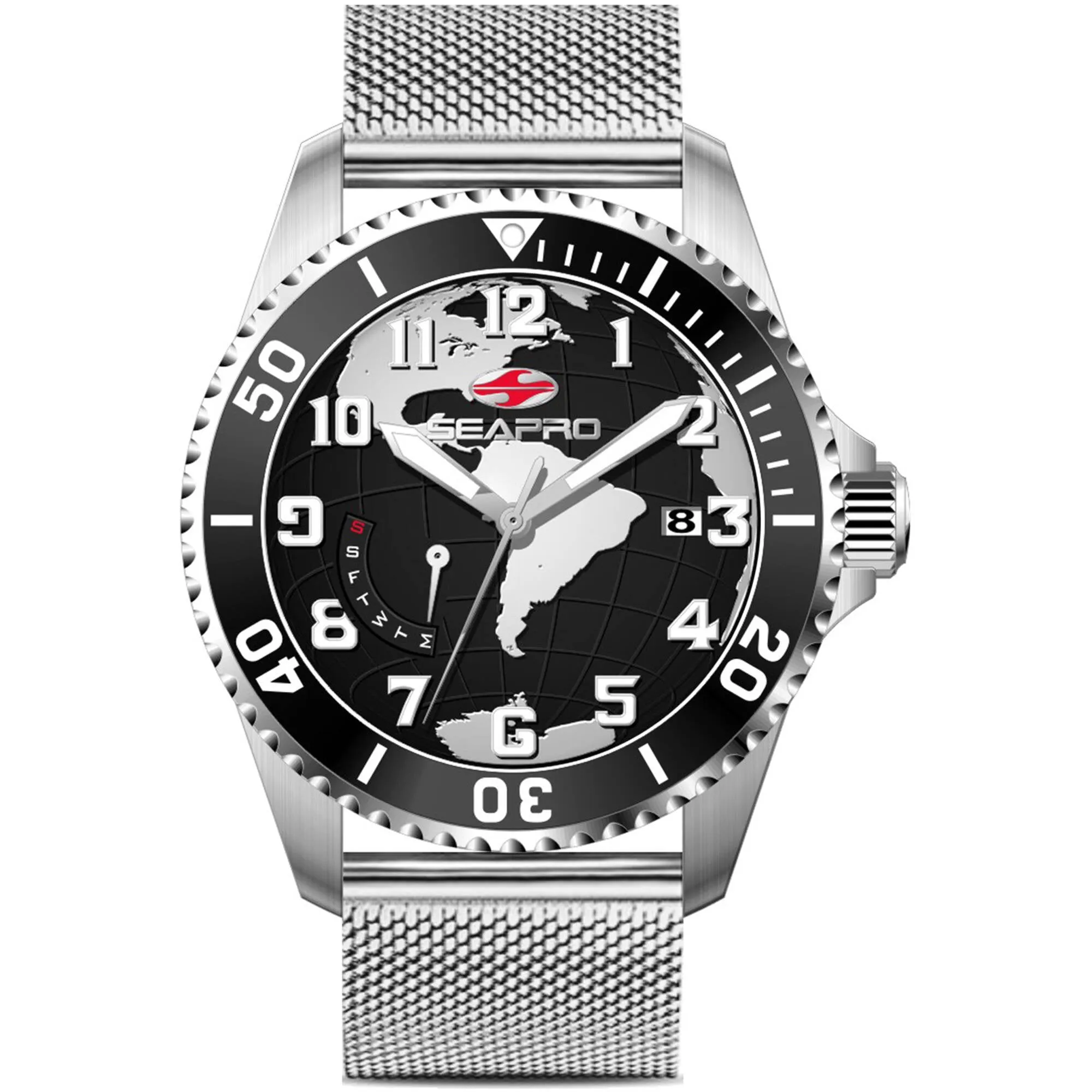 Seapro Men's Watch - Voyager Quartz Black Dial Stainless Steel Bracelet | SP4761 