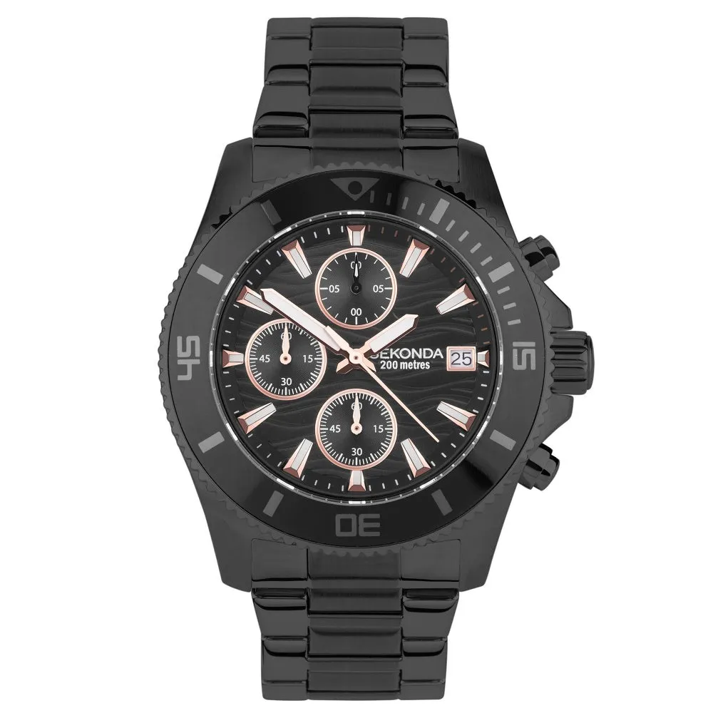 Sekonda Dive Pacific Wave Chronograph Mens Watch Black 30117 
