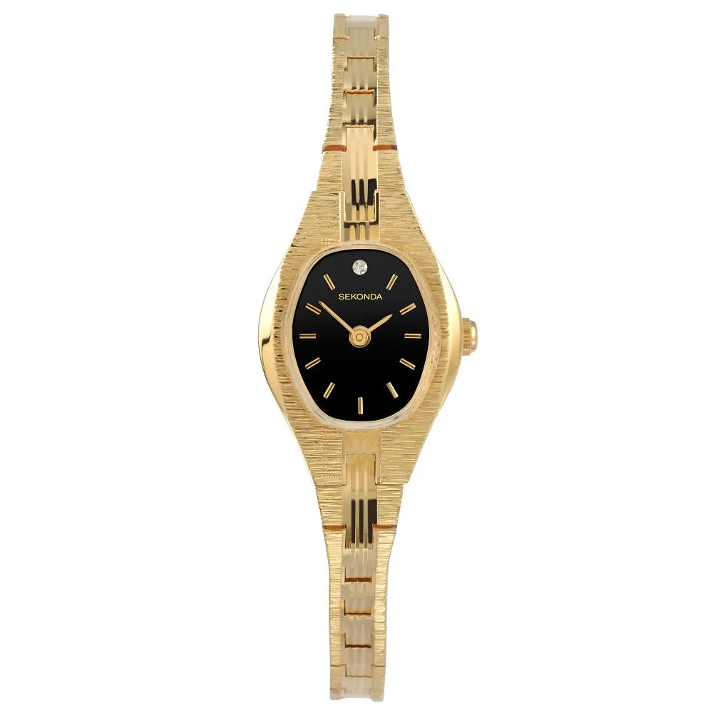 Sekonda Ladies Watch Gold Plated Bark Finish 4907