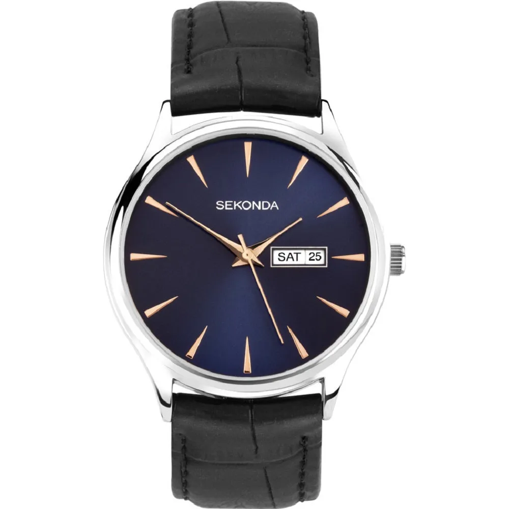 Sekonda Minimal Day Date Leather Strap Men's Watch 1895 