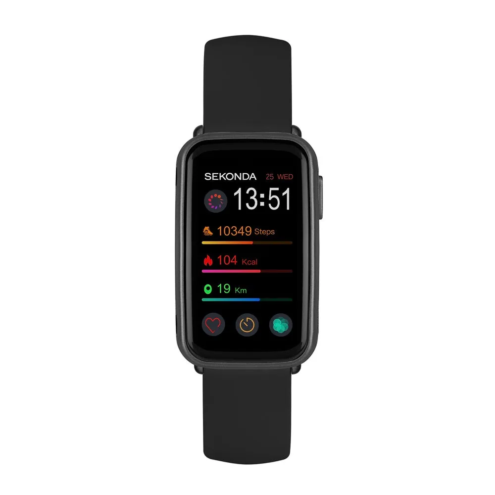Sekonda Track Smart Watch Black Case and Silicone Strap 30171 