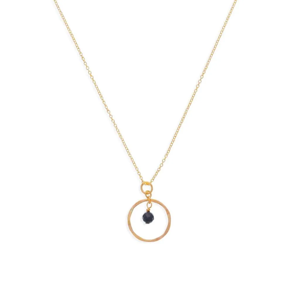 September Birthstone Necklace: Yellow Gold Filled Necklace With Sapphire Bead 