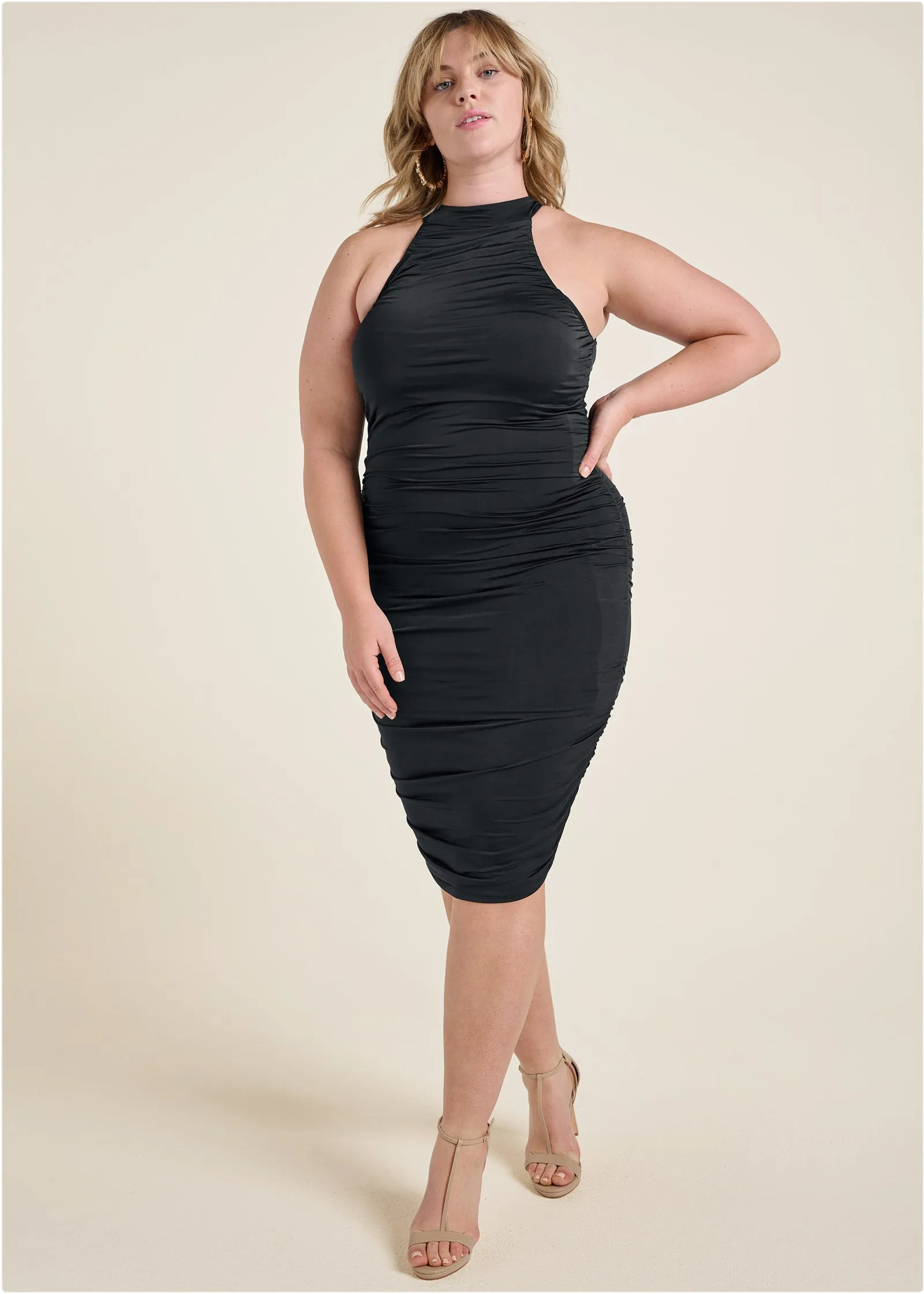 Shape Embrace Mock-Neck Dress - Black