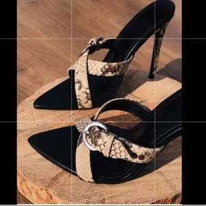Sharon Snake Print Criss-Cross Mules