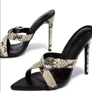 Sharon Snake Print Criss-Cross Mules