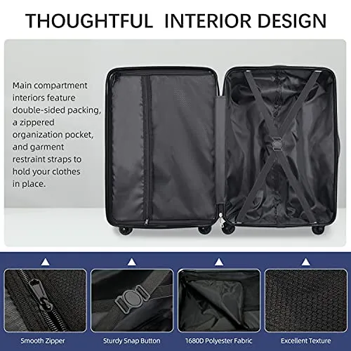 SHOWKOO 3 Piece Luggage Sets Expandable ABS Hardshell Hardside Lightweight Durable Spinner Wheels Suitcase with TSA Lock (Deep blue)