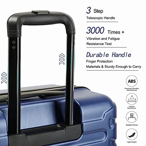 SHOWKOO 3 Piece Luggage Sets Expandable ABS Hardshell Hardside Lightweight Durable Spinner Wheels Suitcase with TSA Lock (Deep blue)
