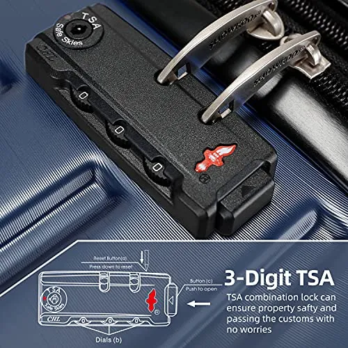 SHOWKOO 3 Piece Luggage Sets Expandable ABS Hardshell Hardside Lightweight Durable Spinner Wheels Suitcase with TSA Lock (Deep blue)