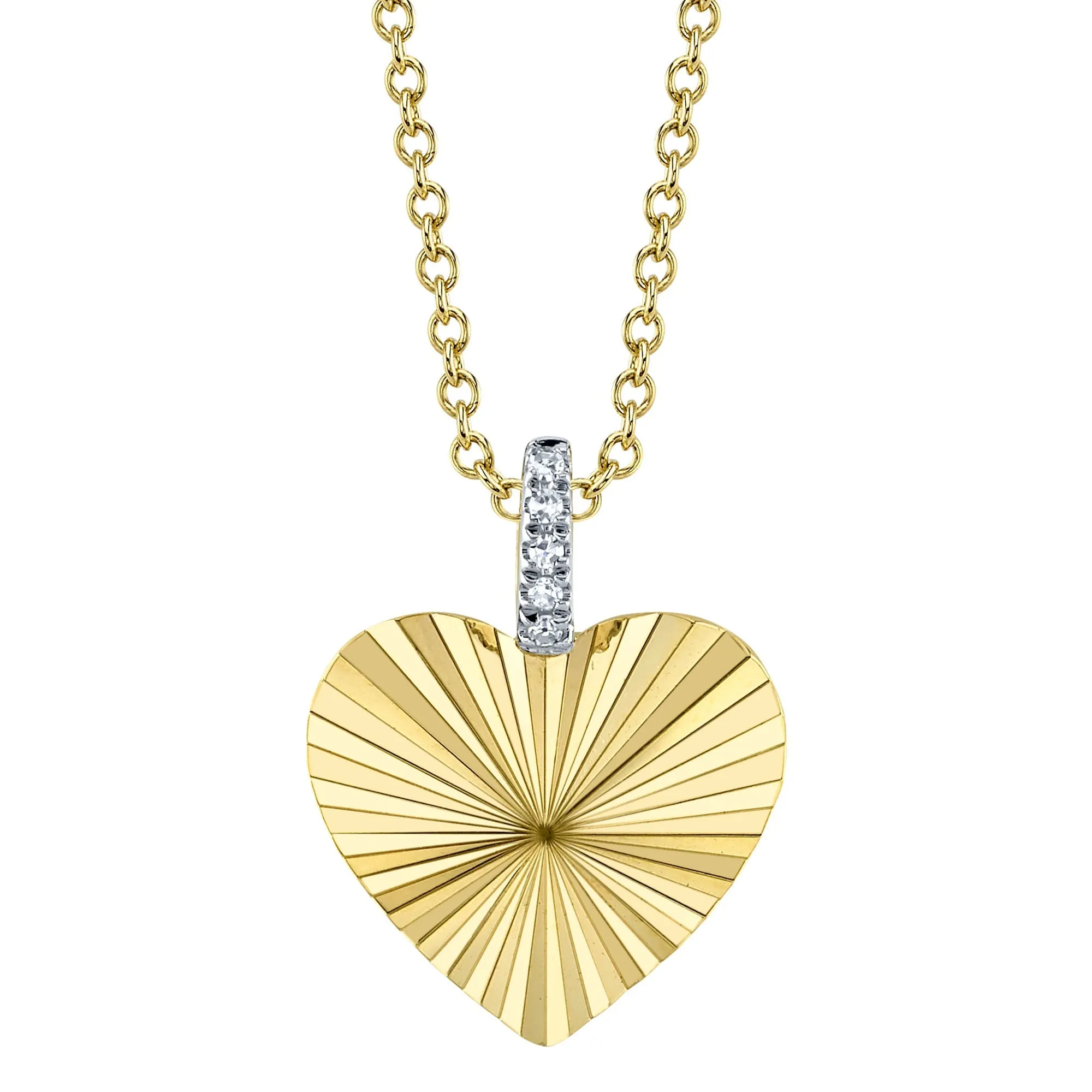 Shy Creation 0.01Ct Diamond Ribbed Heart Necklace SC22009478RD 