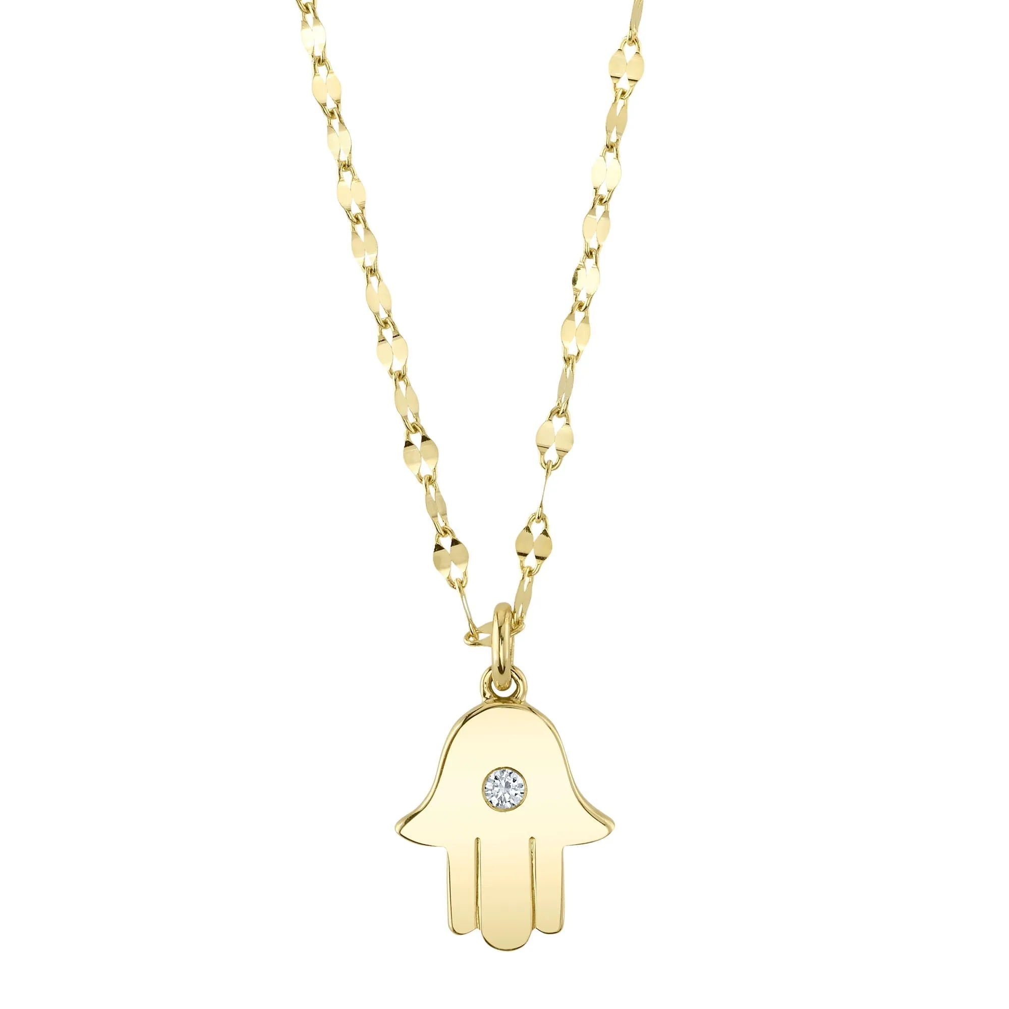 Shy Creation 0.03Ct Diamond Hamsa Sparkle Chain Necklace SC55025612 
