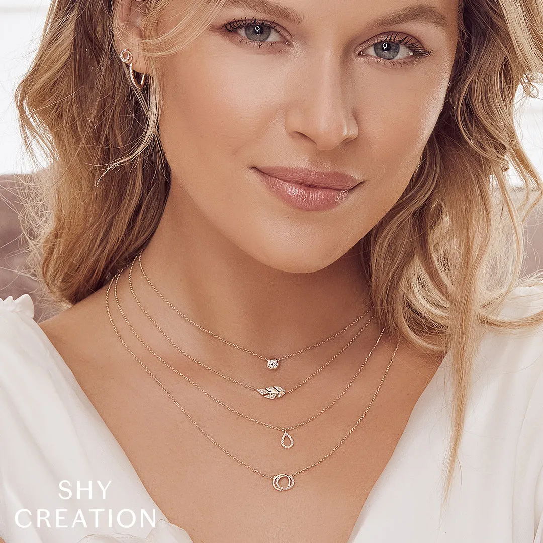 Shy Creation 0.07Ct Diamond Love Knot Circle Necklace SC55009637