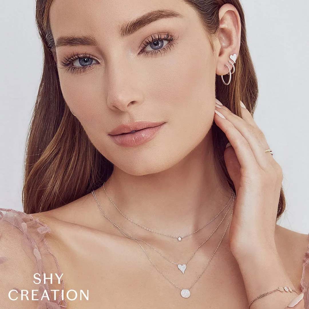 Shy Creation 0.11Ct Diamond Pave Heart Necklace SC55006926