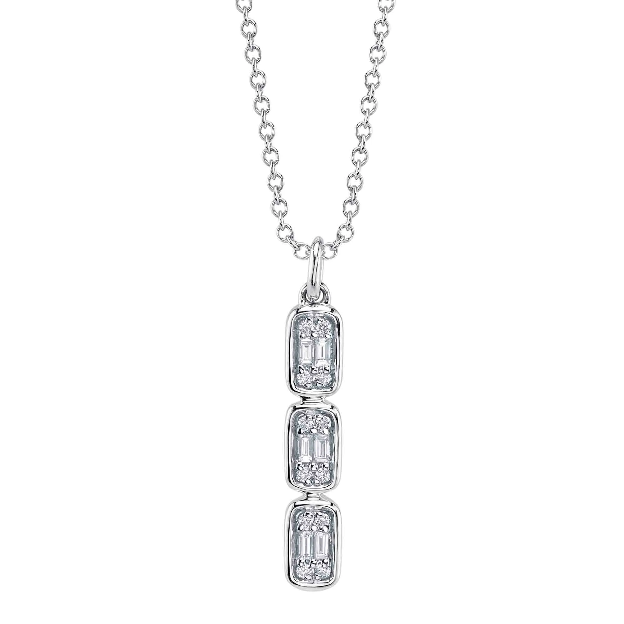 Shy Creation 0.14Ct Diamond Baguette Necklace SC55027459