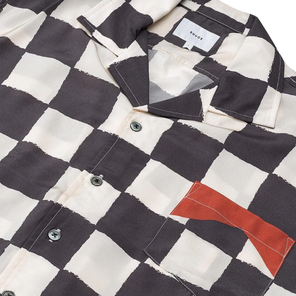 Silk Brown Checker Shirt 'Ivory Black Red'