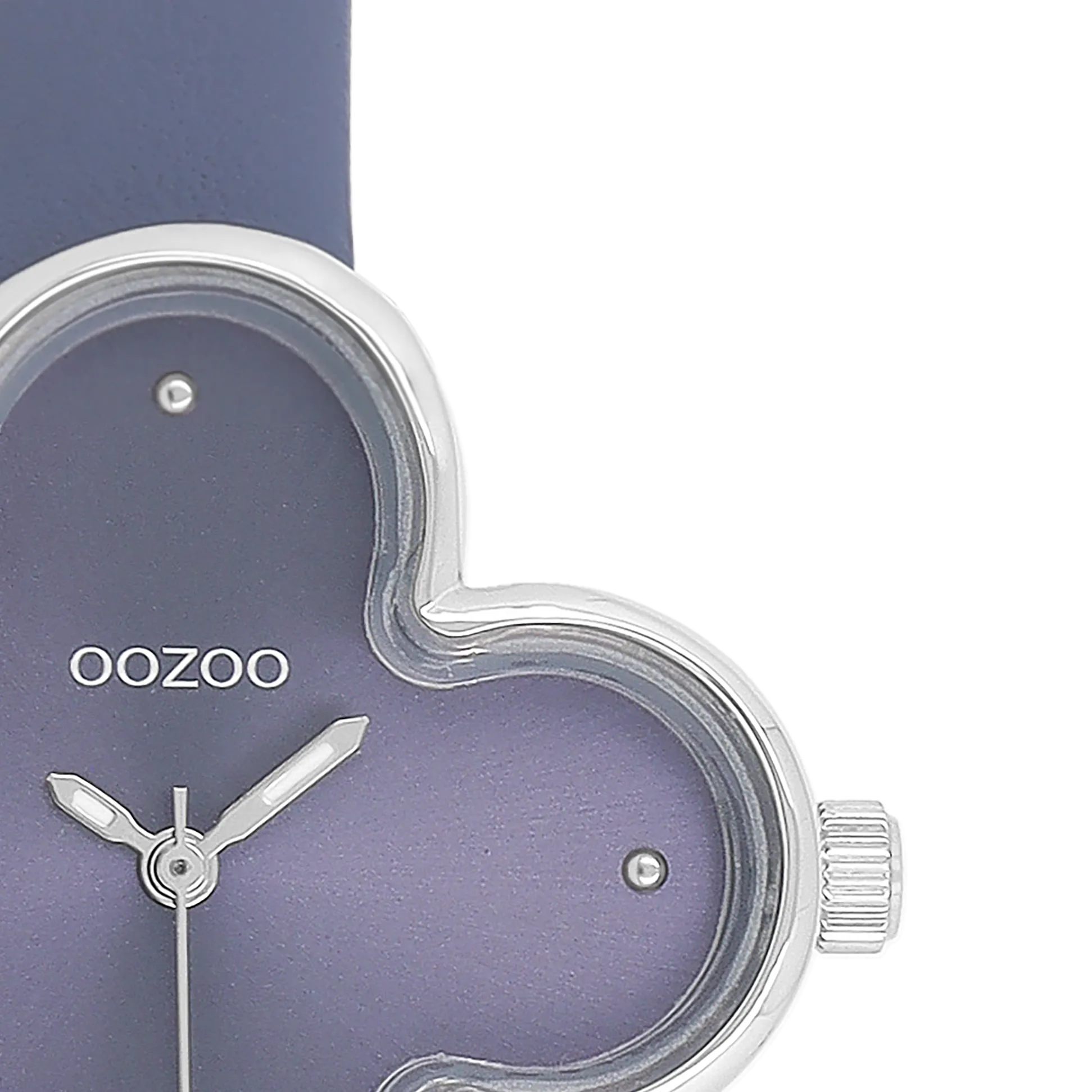 Silver coloured OOZOO watch with granite blue leather strap - C11522