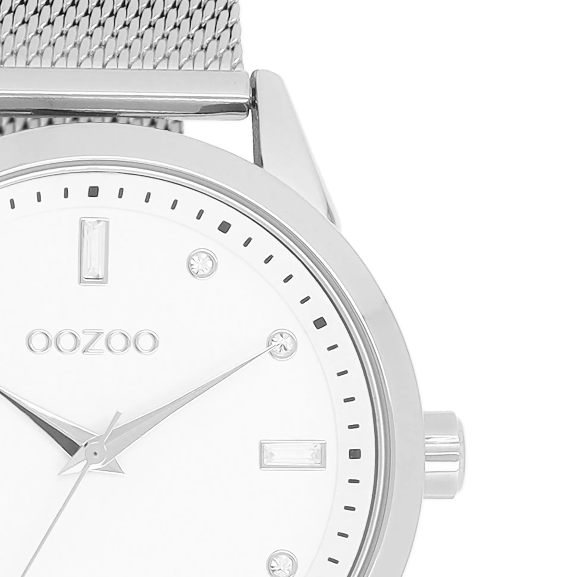 Silver coloured OOZOO watch with metal mesh bracelet - C11280