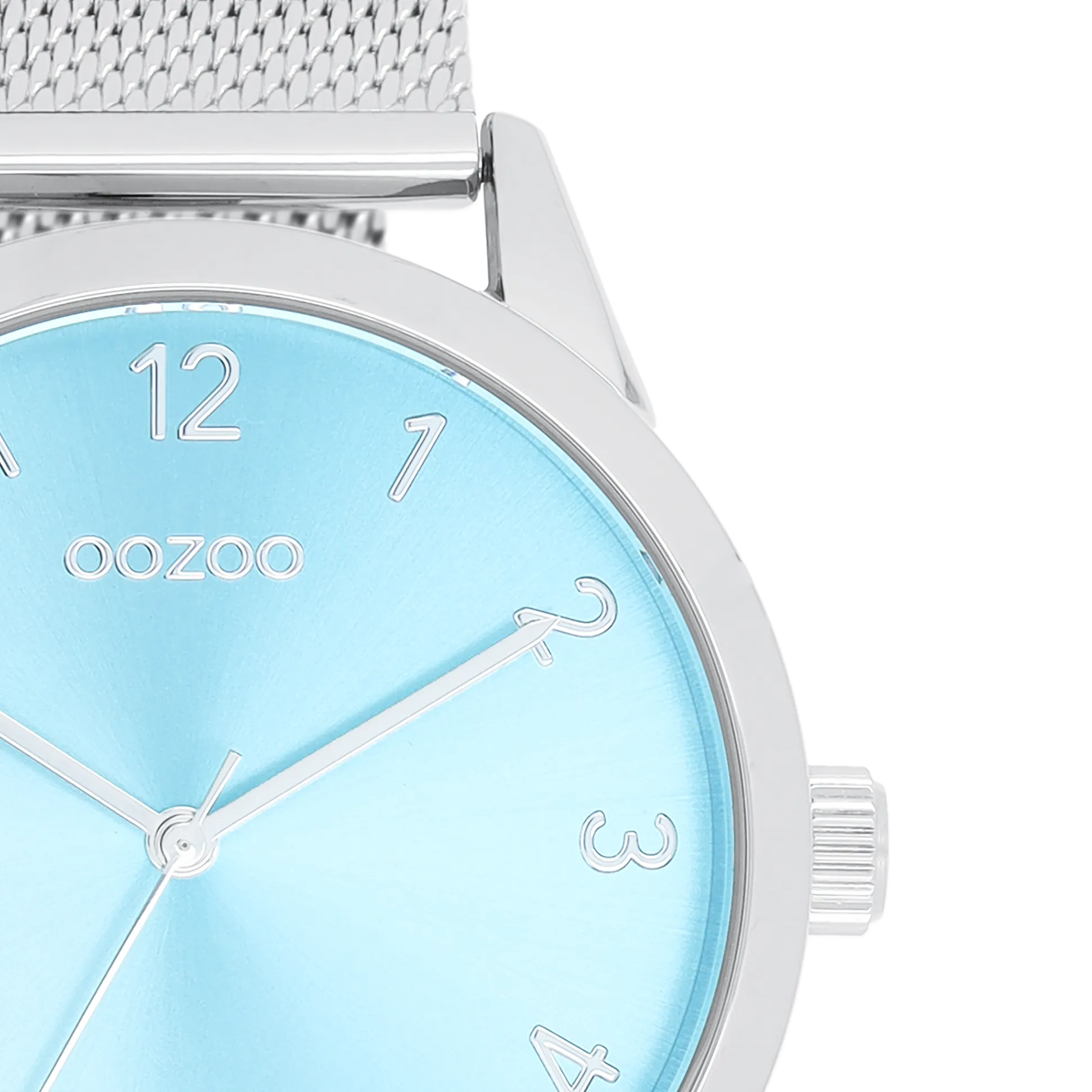 Silver coloured OOZOO watch with metal mesh bracelet - C11321