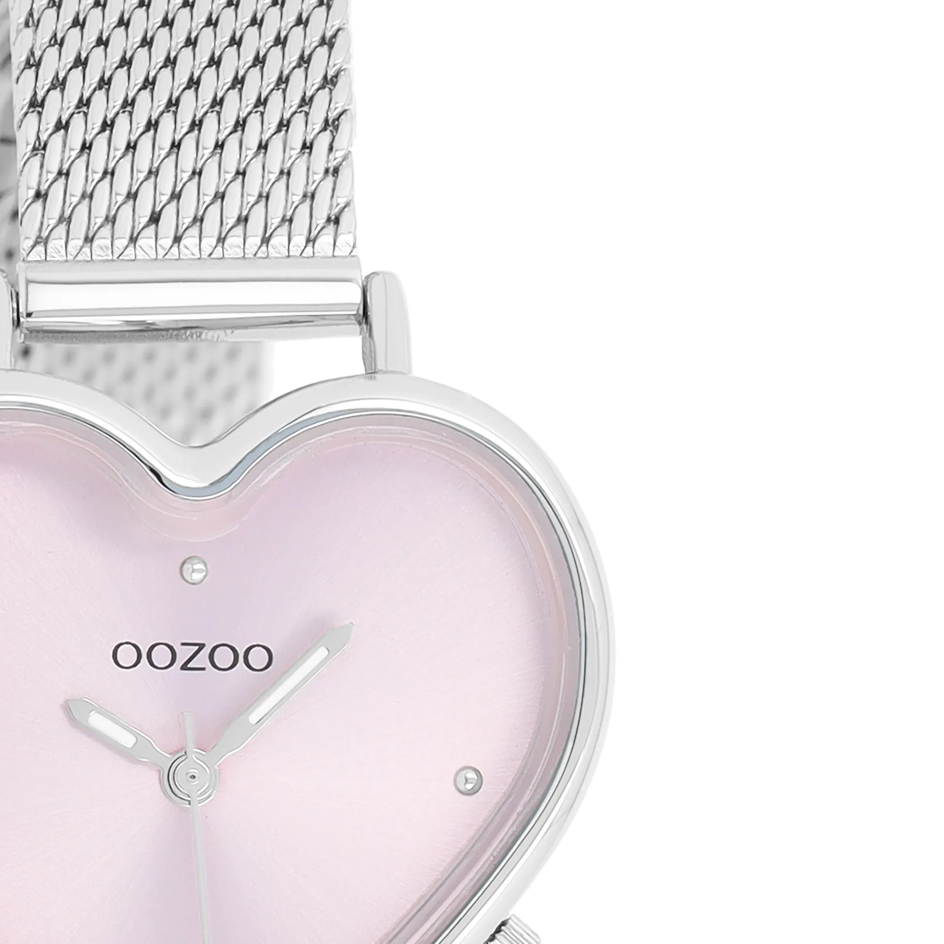 Silver coloured OOZOO watch with metal mesh bracelet - C11414