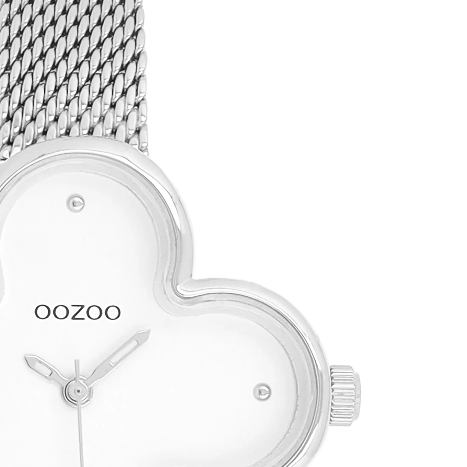 Silver coloured OOZOO watch with metal mesh bracelet - C11525
