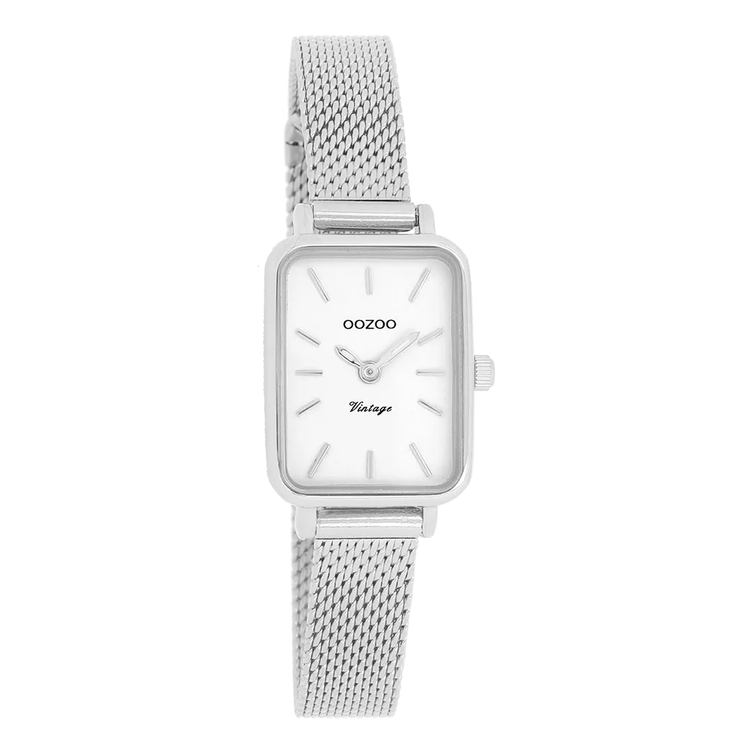 Silver coloured OOZOO watch with metal mesh bracelet - C20266