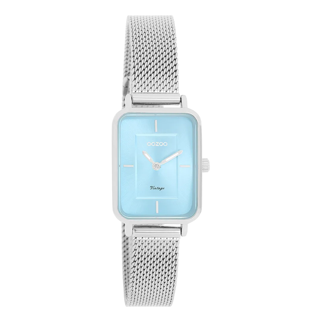 Silver coloured OOZOO watch with metal mesh bracelet - C20351