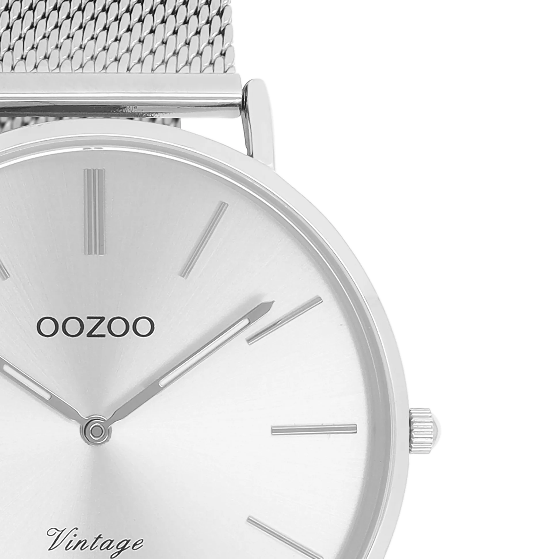 Silver coloured OOZOO watch with metal mesh bracelet - C9905