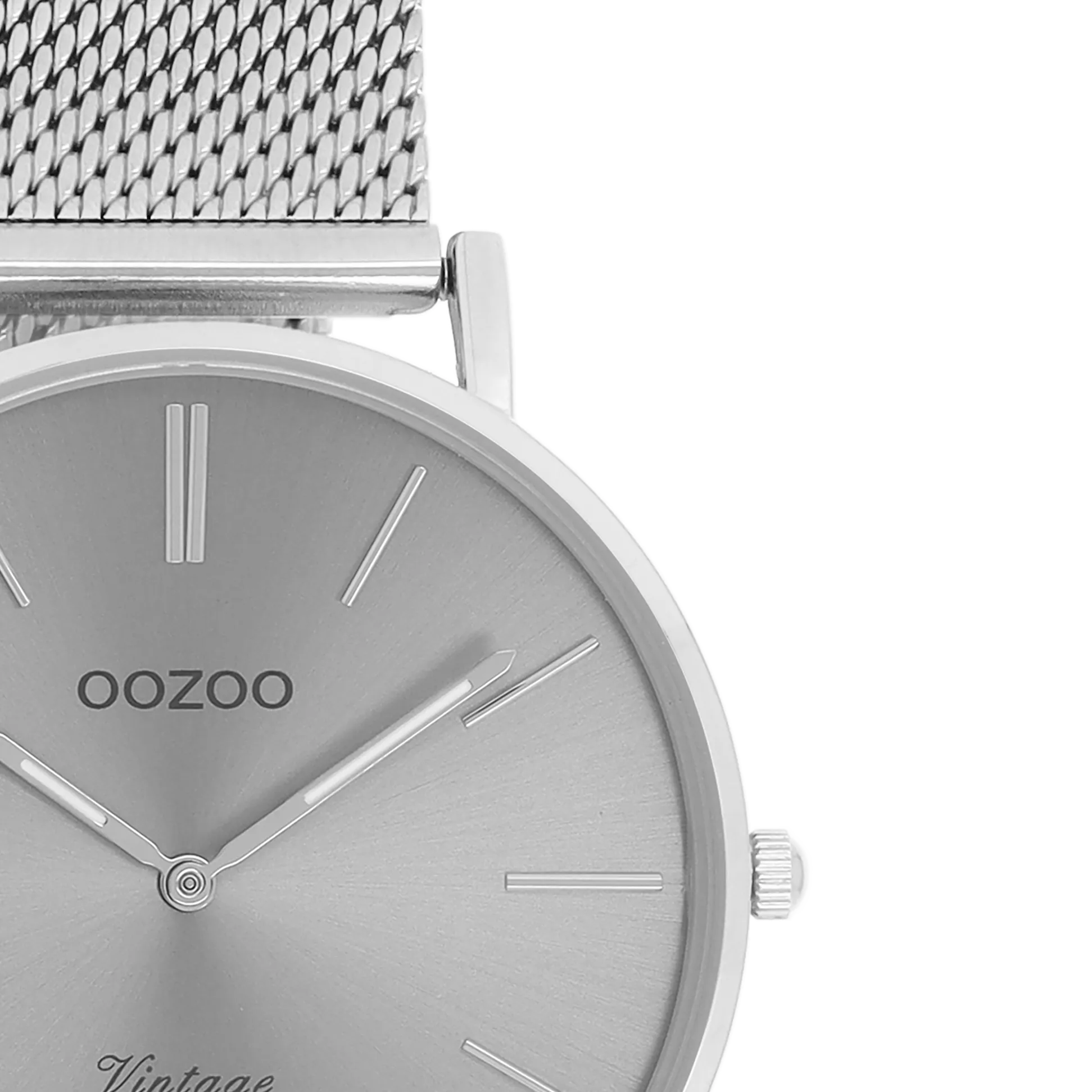Silver coloured OOZOO watch with metal mesh bracelet - C9938