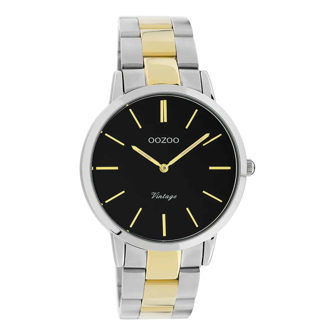Silver coloured OOZOO watch with silver/gold coloured stainless steel bracelet - C20104