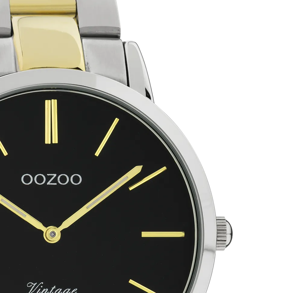 Silver coloured OOZOO watch with silver/gold coloured stainless steel bracelet - C20104