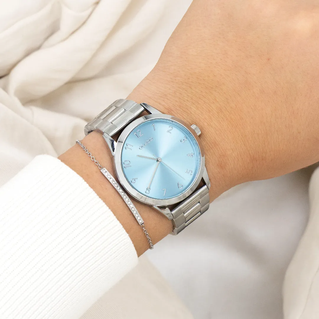 Silver coloured OOZOO watch with stainless steel bracelet - C11423