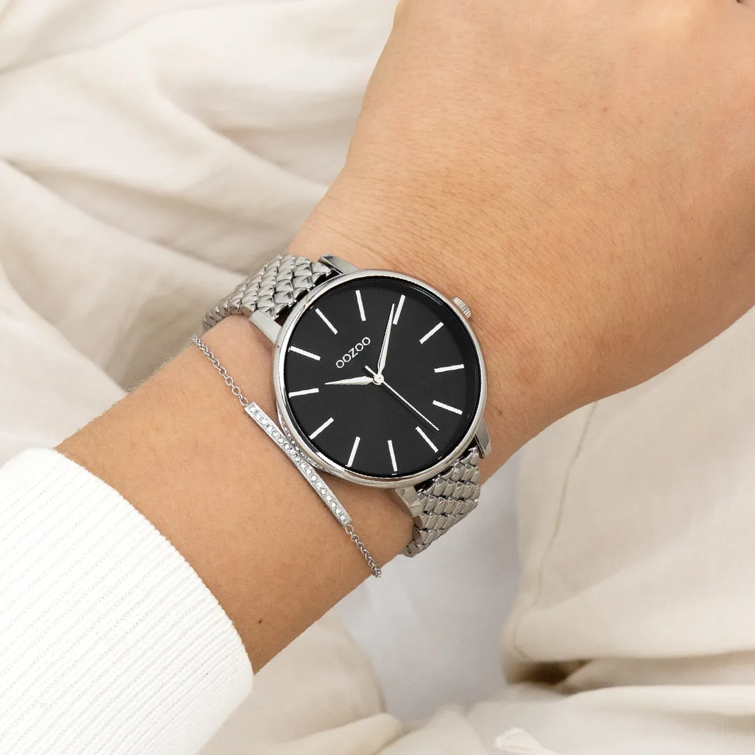 Silver coloured OOZOO watch with stainless steel bracelet - C11434