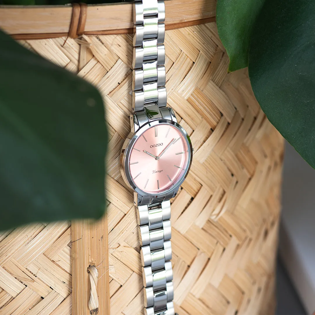 Silver coloured OOZOO watch with stainless steel bracelet - C20028