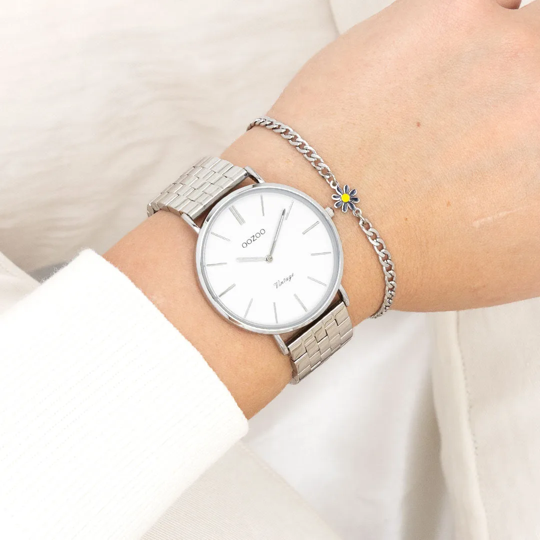 Silver coloured OOZOO watch with stainless steel bracelet - C20400