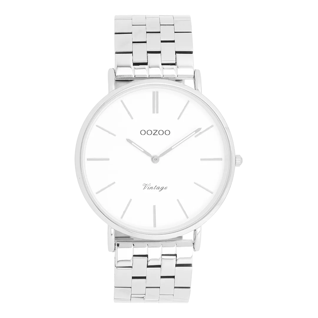 Silver coloured OOZOO watch with stainless steel bracelet - C20400
