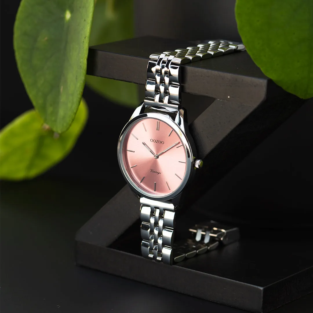Silver coloured OOZOO watch with stainless steel bracelet - C9982