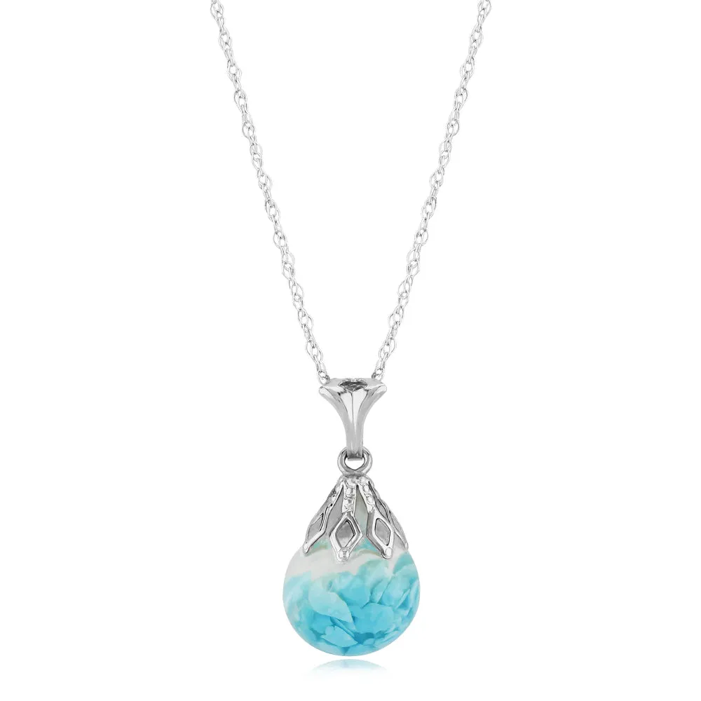 Silver Floating Turquoise Pendant Necklace 