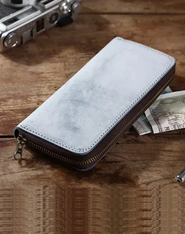 Simple Handmade Mens Red Long Wallet Blue Bifold Long Card Wallet Clutch Zipper Wallet For Men Cyber Monday wallet sale