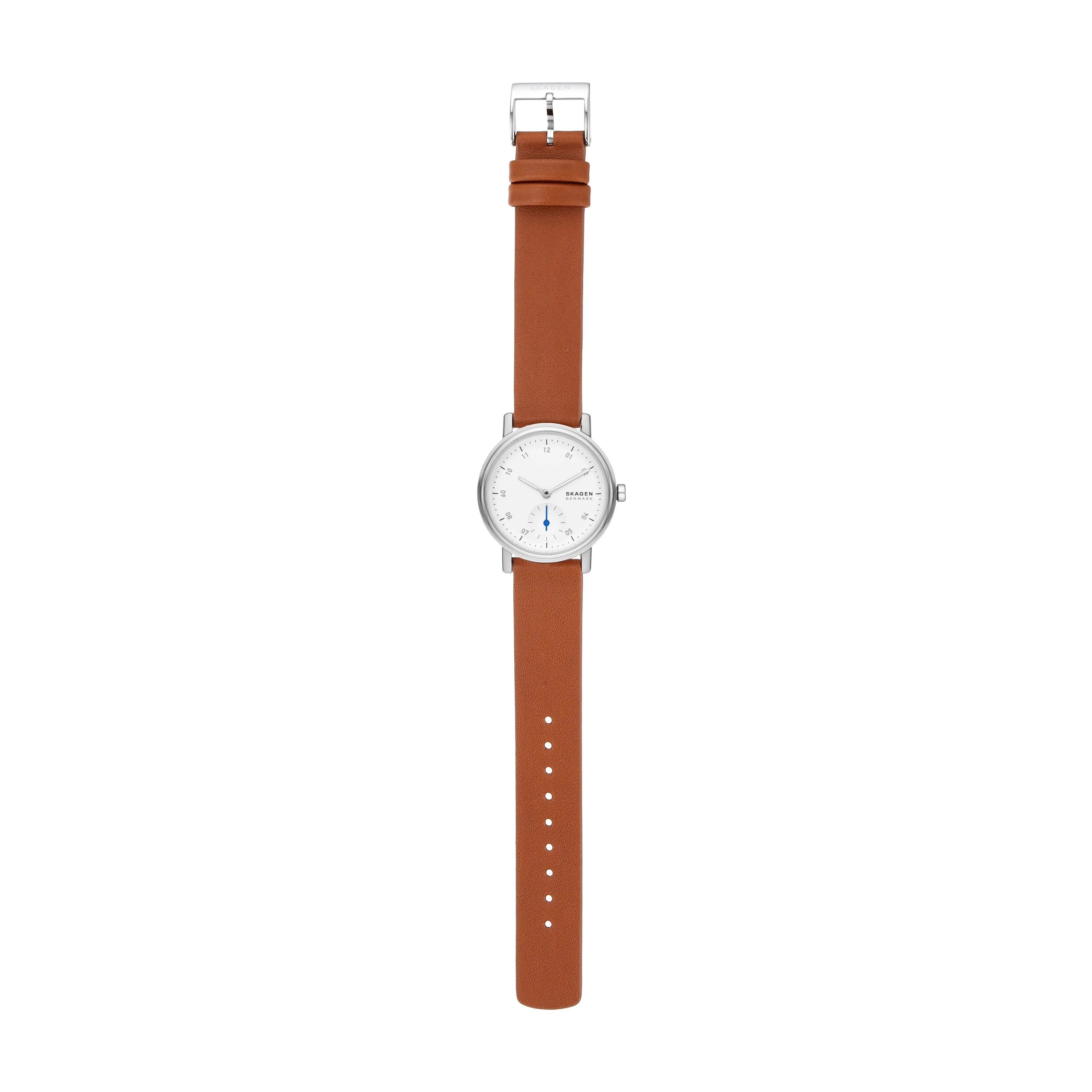 Skagen Kuppel Lille Elegant Watch with Minimalist Sub-Second Dial & Luxurious Brown Leather Strap - SKW3103