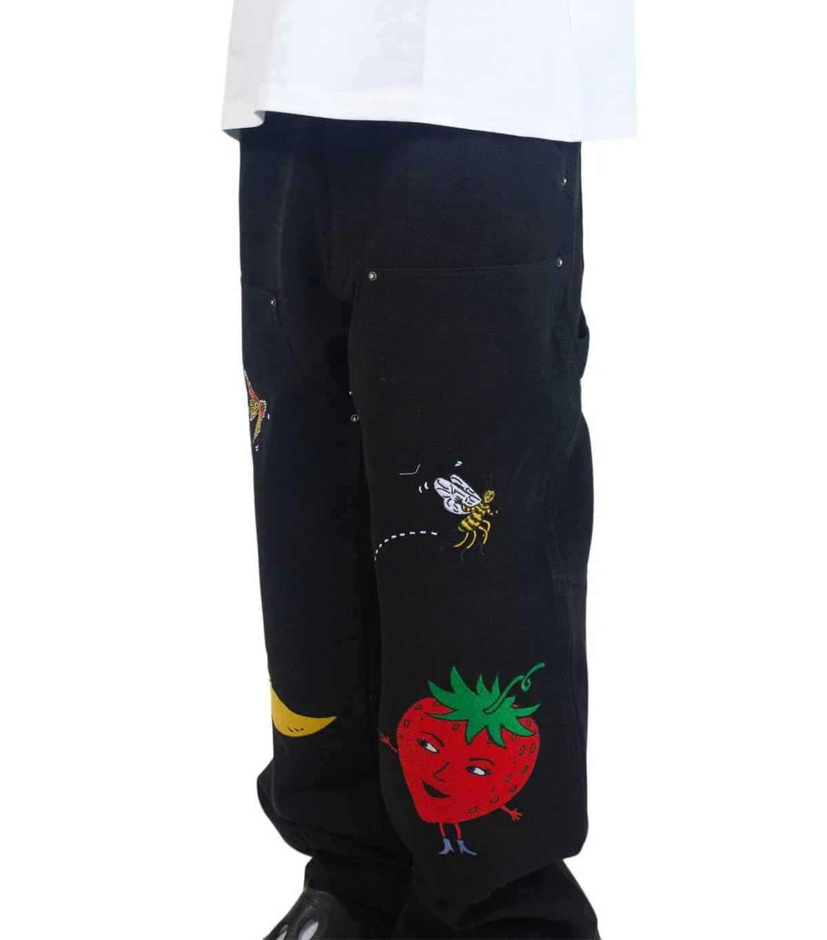 Sky High Farm Canvas Embroidered Workwear Pants Black