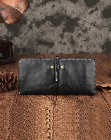 Slim Mens Black Leather Long Wallet Bifold Fashion Brown Long Wallet for Men Cyber Monday wallet sale